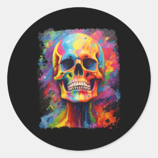 Sticker Rond Rainbow Skeleton Anatomie effrayant Halloween