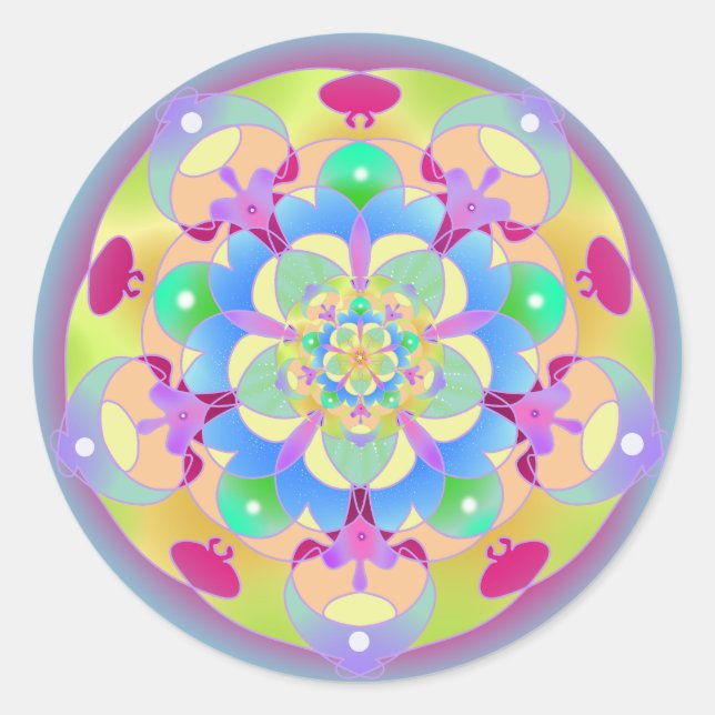 Sticker Rond Rainbow Song Mandala (Devant)
