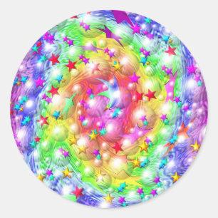 Sticker Rond Rainbow Star Parade