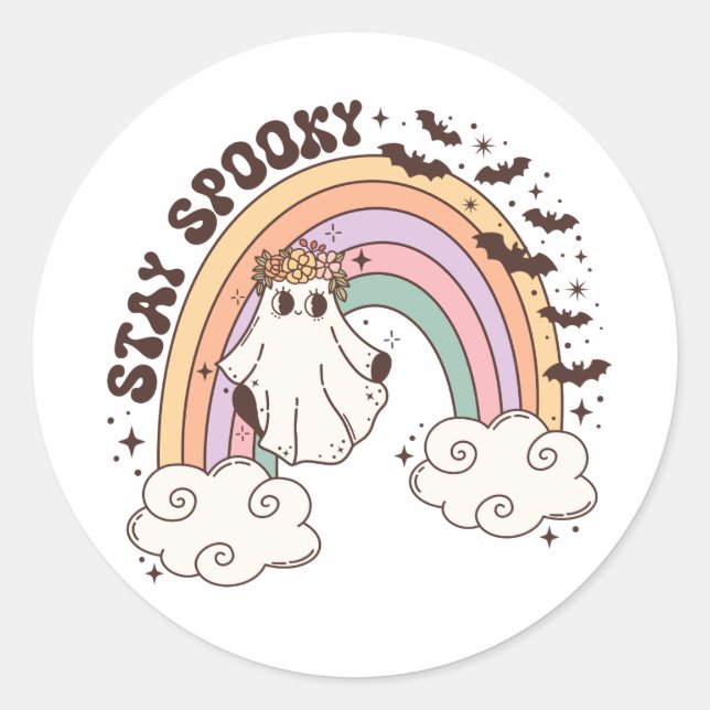 Sticker Rond Rainbow Stay Éffrayant (Devant)