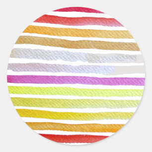 Sticker Rond Rainbow stripes cute watercolor