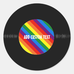 Sticker Rond Rainbow Stripes Retro Vinyl Record Musique personn