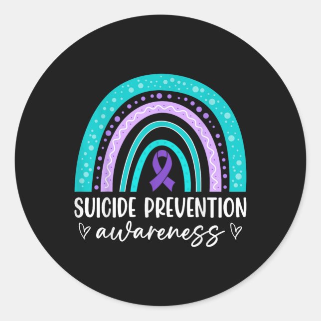 Sticker Rond Rainbow Suicide Prevention Awareness Teal Amp Pu  (Devant)