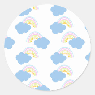 Sticker Rond Rainbow Summer Nuages Pastel Scribble Doodle