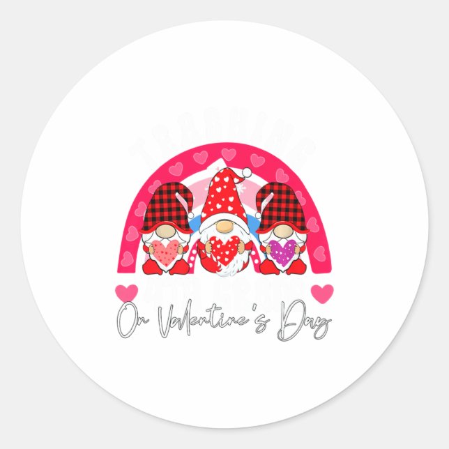 Sticker Rond Rainbow Teaching 4th Grade On Valentines Day Teac  (Devant)