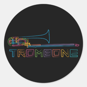 Sticker Rond Rainbow Trombone