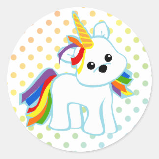 Sticker Rond Rainbow Unicorn Cutie