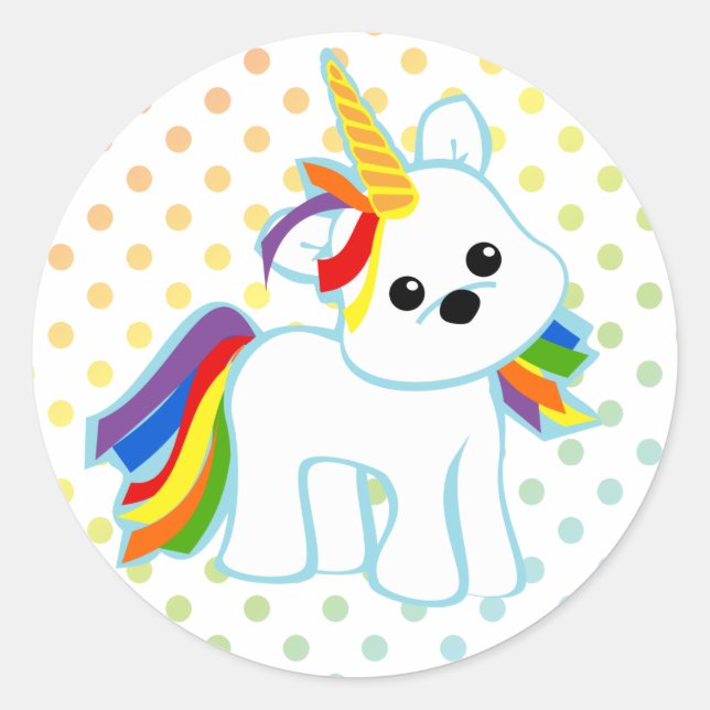 Sticker Rond Rainbow Unicorn Cutie (Devant)
