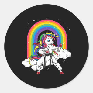 Sticker Rond Rainbow Unicorn Karate Taekwondo Mixed martial art