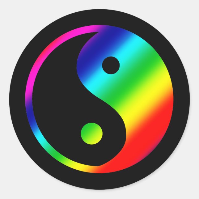 Sticker Rond Rainbow Yin Yang (Devant)