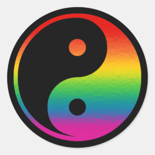 Sticker Rond Rainbow Yin Yang