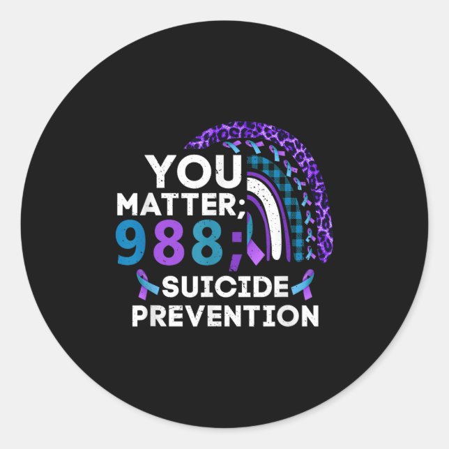 Sticker Rond Rainbow You 988 Suicide Prevention Awareness Ribbo (Devant)