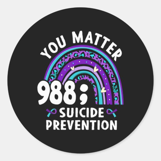 Sticker Rond Rainbow You 988 Suicide Preventions Week Ri  (Devant)
