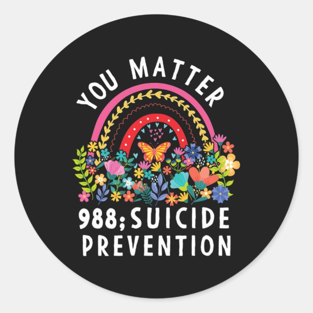 Sticker Rond Rainbow You Problem 988 Suicide Prevention Award (Devant)