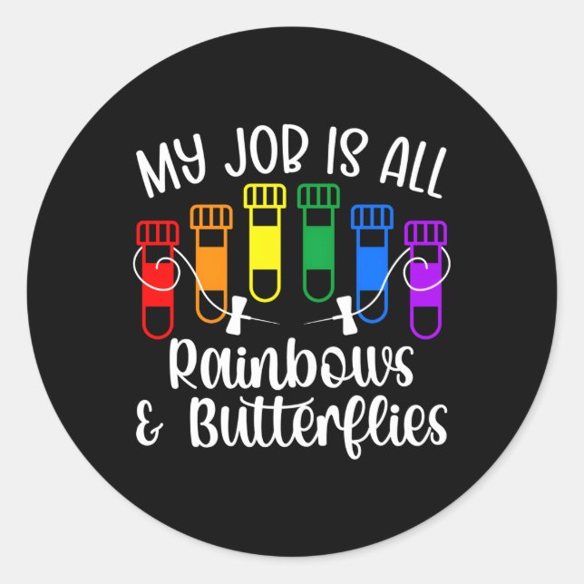Sticker Rond Rainbows Papillons Phlebotomiste Phlebotomiste Tec (Devant)