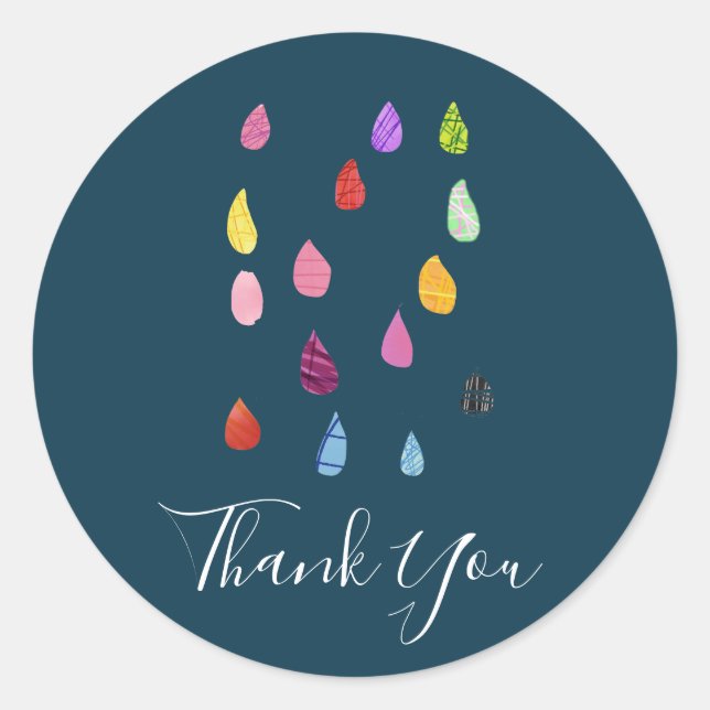 Sticker Rond Raindrops collage d'art collage mignon boho (Devant)