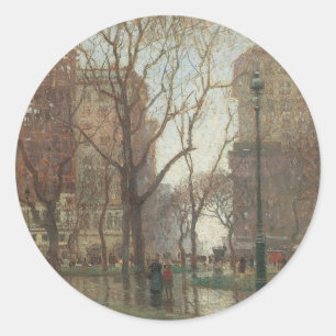 Sticker Rond Rainy Day, Carré de Madison, New York, Paul Cornoy
