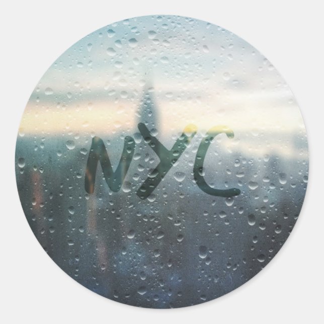 Sticker Rond Rainy Day dans le rideau de douche NYC (Devant)