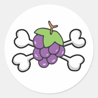 Sticker Rond raisins Crâne et os croisés