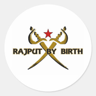 Sticker Rond Rajput By Birth Red Star