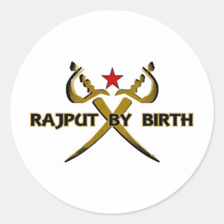 Sticker Rond Rajput By Birth Red Star