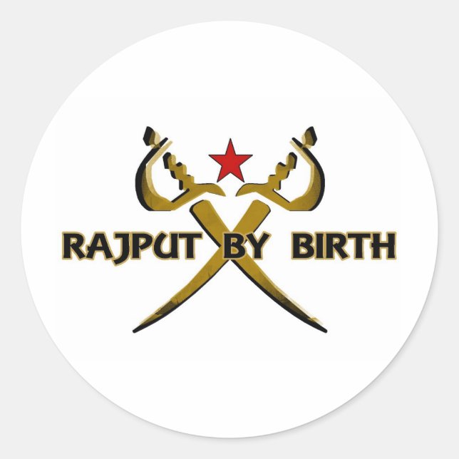 Sticker Rond Rajput By Birth Red Star (Devant)
