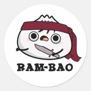 Sticker Rond Ram-bao Drôle Soldat Dimsun Pun