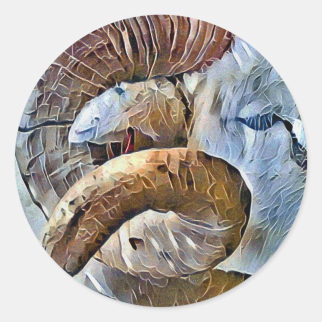 STICKER ROND RAM SHEEP FARM ANIMAL (Devant)