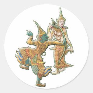 STICKER ROND RAMA SITA - RAMAYANA HINDU BUDDHIST GODDESS