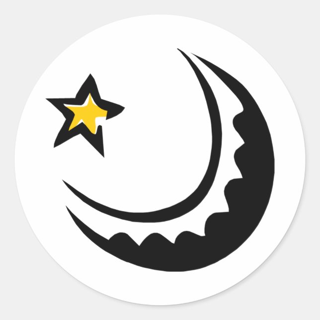 Sticker Rond Ramadan Croissant Lune et Star Swoosh (Devant)