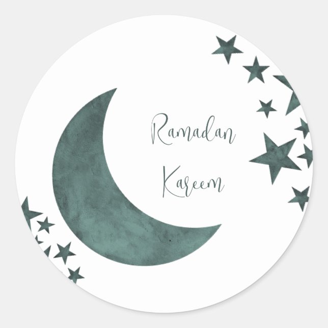 Sticker Rond Ramadan Kareem croissant Islam moubarak stars Post (Devant)