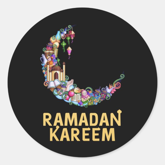 Sticker Rond Ramadan Kareem Moubarak Lune de jeûne (Devant)