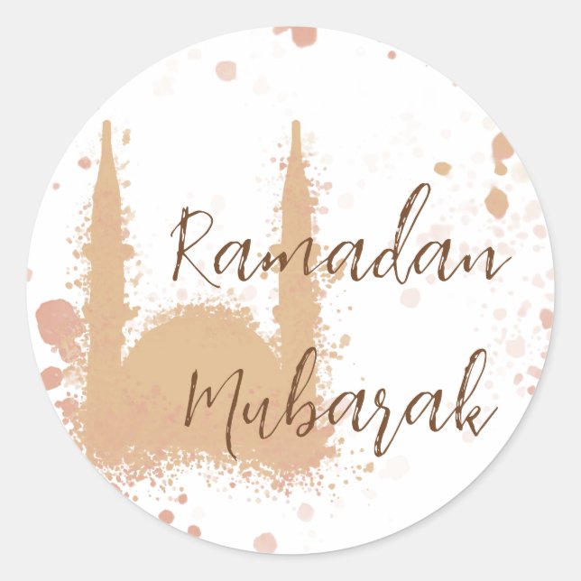 Sticker Rond Ramadan Moubarak Mosquée islamique Design Carte po (Devant)
