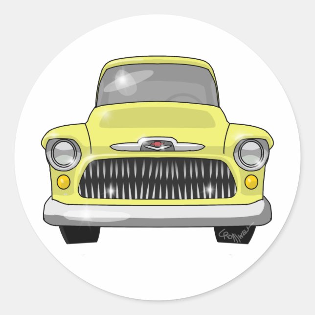 Sticker Rond Ramassage Chevy Jaune 1957 (Devant)