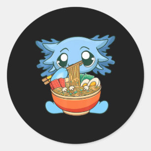 Sticker Rond Ramen Axolotl Kawaii Anime Japonais Food Gift Girl