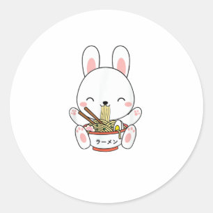 Sticker Rond Ramen Bunny Bowl pour Kawaii Ramen Noodle Soup Lov