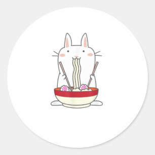 Sticker Rond Ramen Bunny nouilles japonaises Kawaii Rabbit Tee 