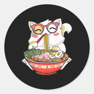 Sticker Rond Ramen Cat Kawaii Anime Japonaise Food Girls Offici