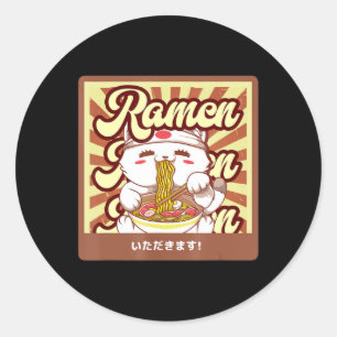 Sticker Rond Ramen Cat Neko Anime Kawaii Amoureux des chats jap