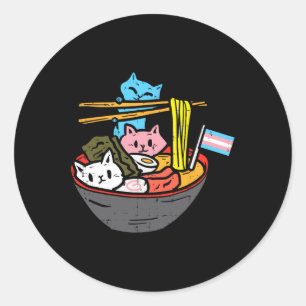 Sticker Rond Ramen Cat Transgenre Lgbt Trans Pride Janpanese N