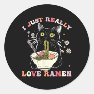 Sticker Rond Ramen Chat Anime Kawaii Vêtements Otaku Vêtements 