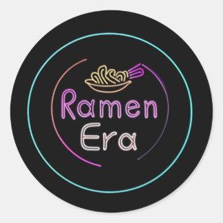 Sticker Rond RAMEN ERA, cuisine japonaise, STYLE NEON