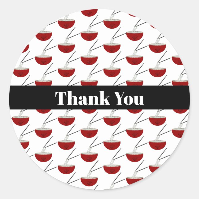 Sticker Rond Ramen Noodles Asian Bowl Party (Devant)