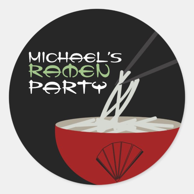 Sticker Rond Ramen Noodles Asian Bowl Party (Devant)