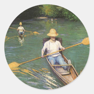 Sticker Rond Rameurs par Gustave Caillebotte, Beaux-Arts Vintag