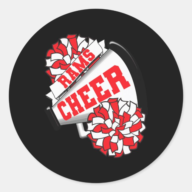 Sticker Rond Rams Cheer Ck To School Esprit De Cheerleading R  (Devant)