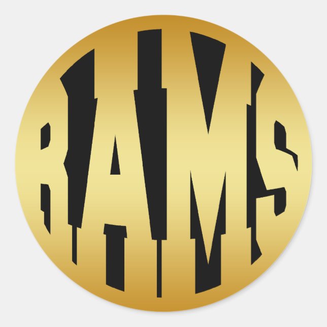 STICKER ROND RAMS - TEXTE D'OR (Devant)