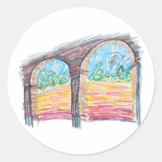 Sticker Rond Ranch arc-en-ciel