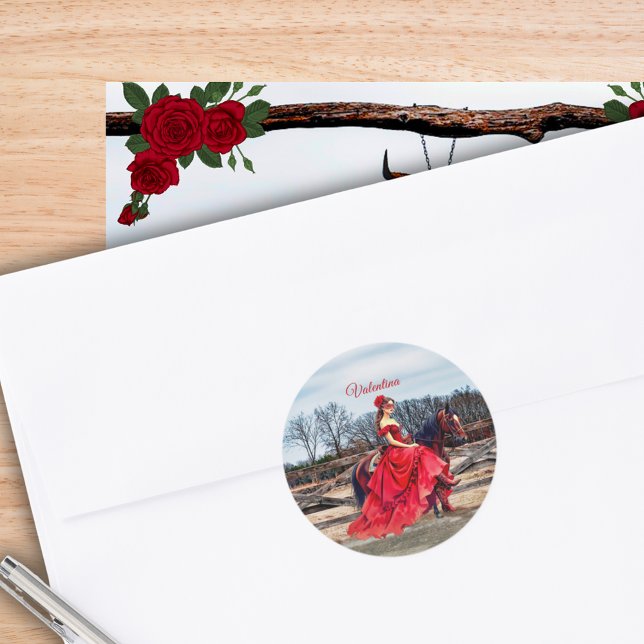 Sticker Rond Ranch Masquerade Quinceañera 15e anniversaire (Ranch Masquerade Quinceañera Return Address Label)