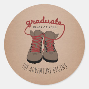 Sticker Rond Randonnée amorce la graduation L'aventure commence